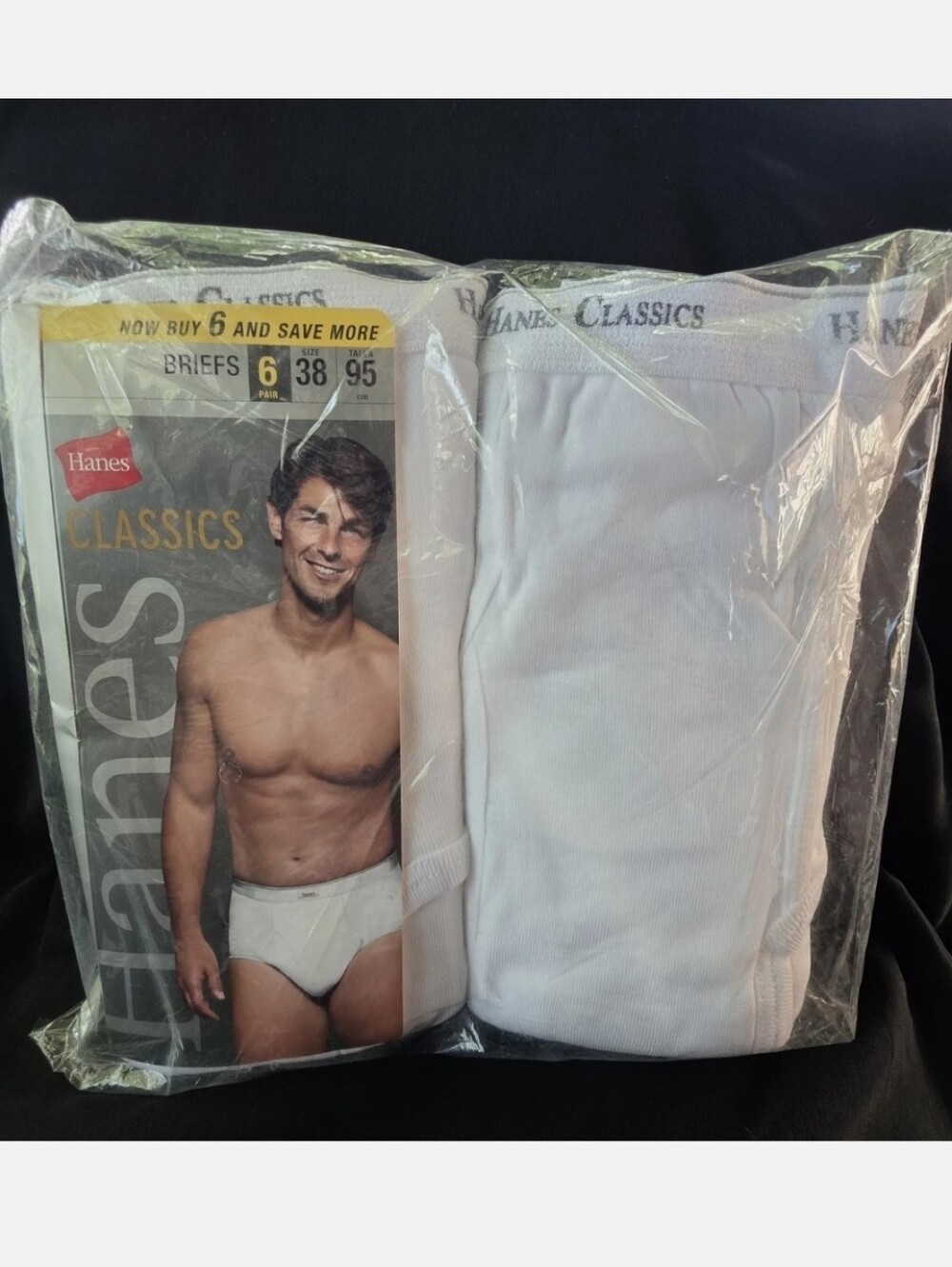 VTG 2005 Hanes Classic Briefs 6 Pack 38 Full Cut White Underwear NOS Cotton Y2K